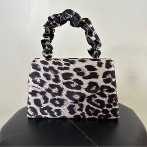 Leopard Print Top-Handle Envelope Chain Crossbody Bag